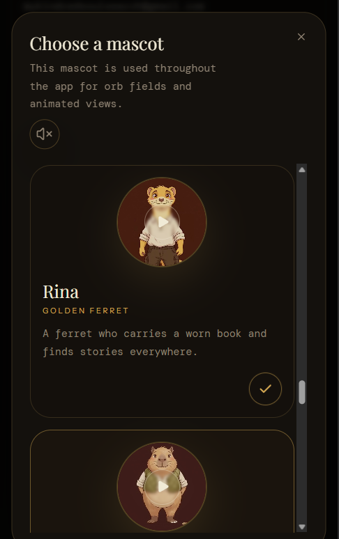 Mascot Selection Screen